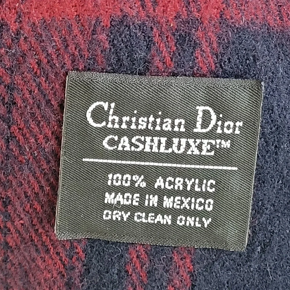 CHRISTIAN DIOR Vintage Cashluxe Acrylic Scarf Multicolor Plaid